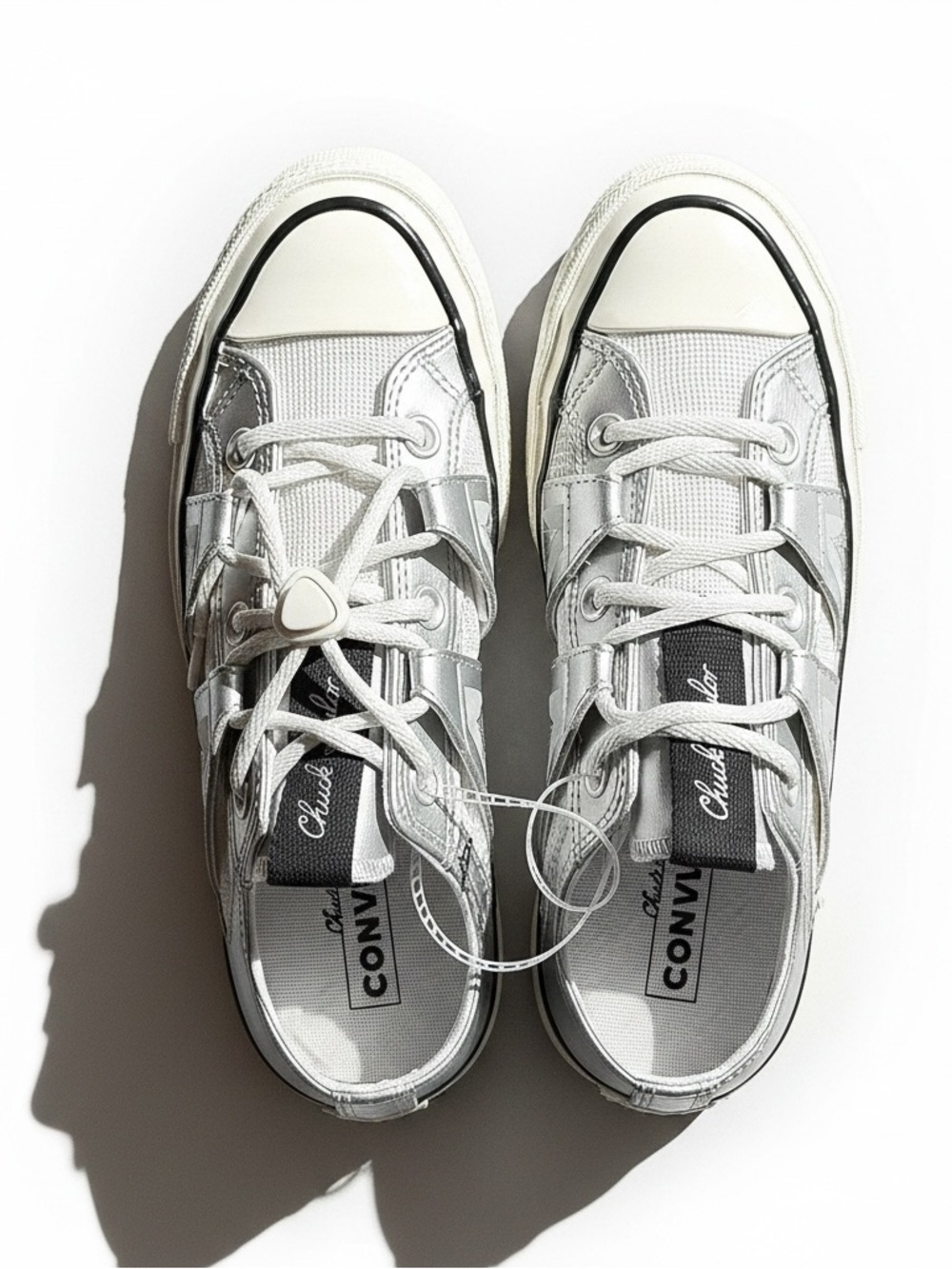 Converse Chuck 70 Low "Metallic Pack" Silver White Sneakers - Style A15188 6.5 - Picture 3 of 16